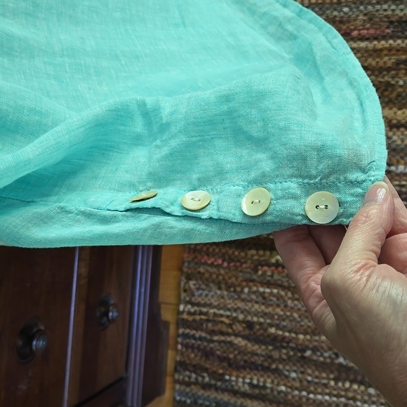 Sigrid Olsen Linen Blouse Light Green Size 1X - Picture 5 of 8